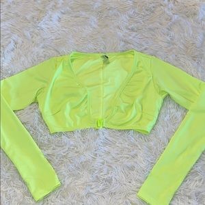 Neon green long sleeve crop top